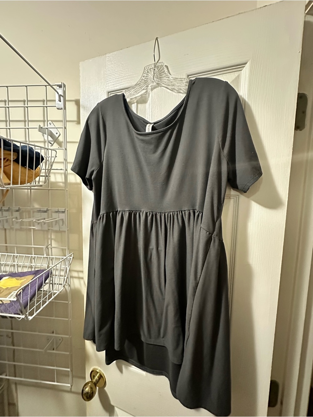 Zenana Outfitters Dark Gray Short-Sleeve Babydoll Top